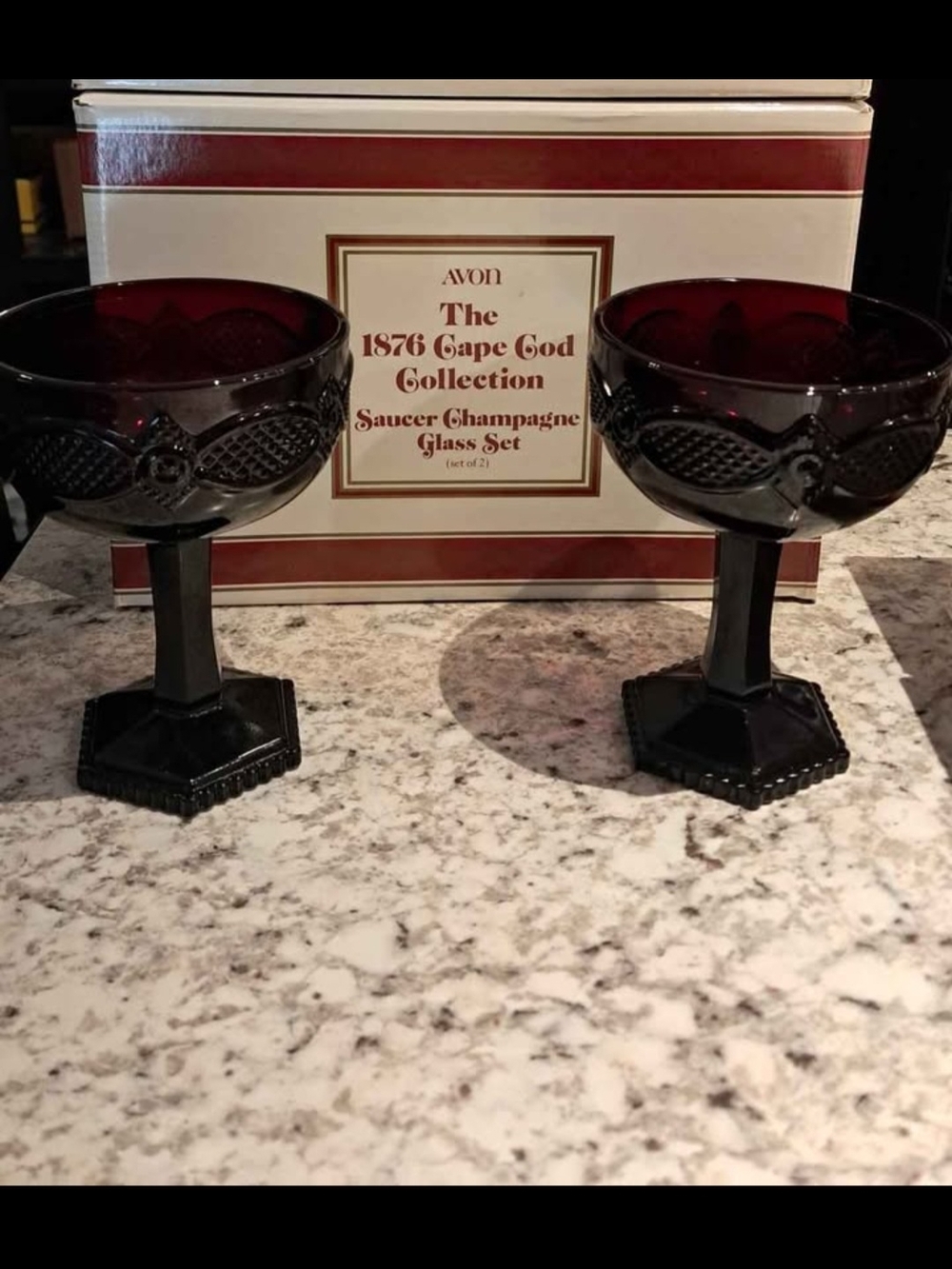 NEW! Avon 1876 Cape Cod Collection Saucer Champagne Set Of Two